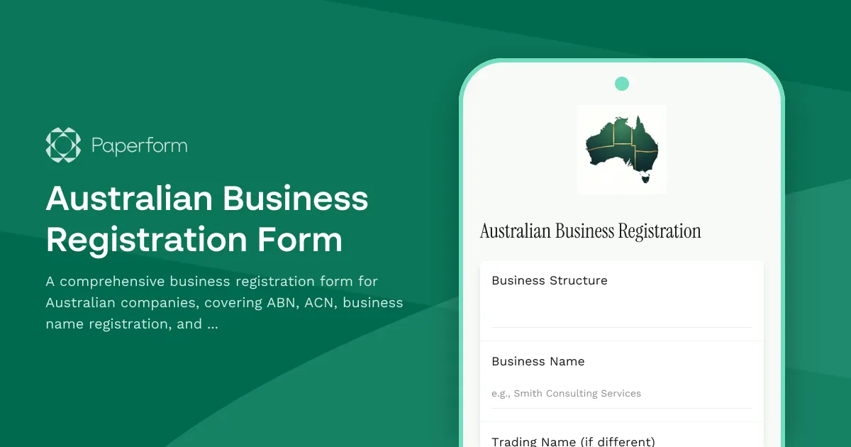 Australian Business Registration Form