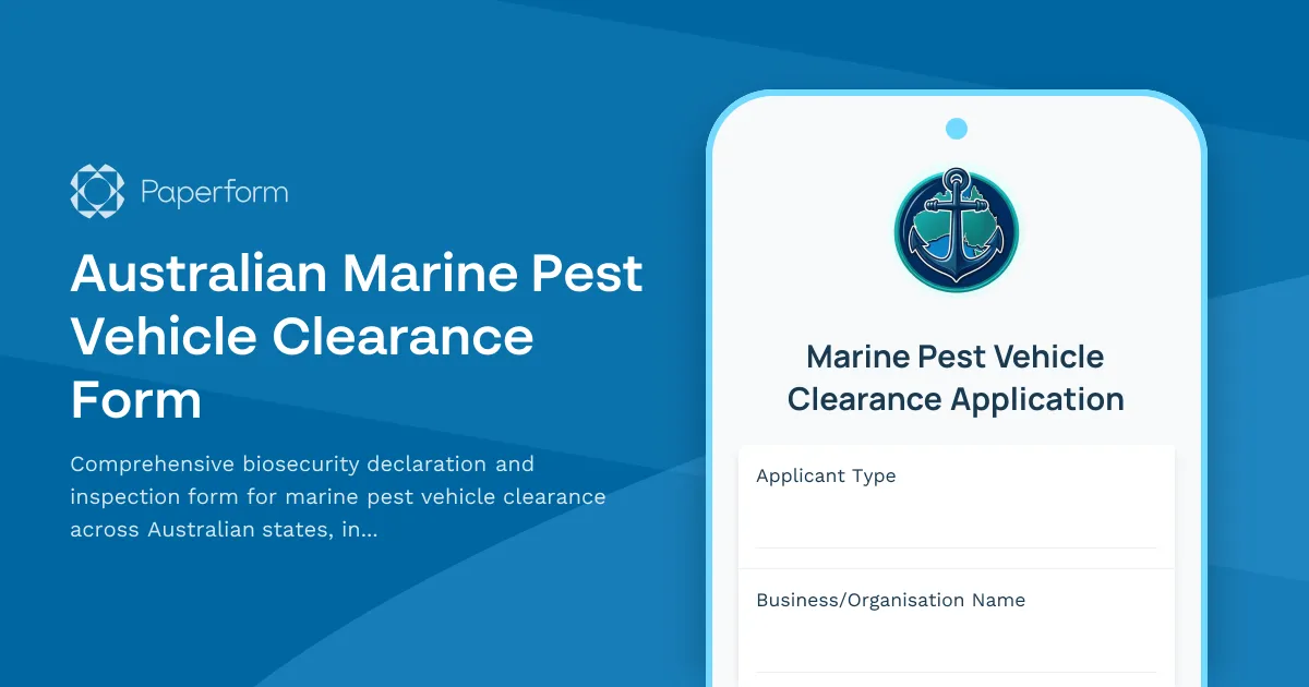 Australian Marine Pest Vehicle Clearance Form