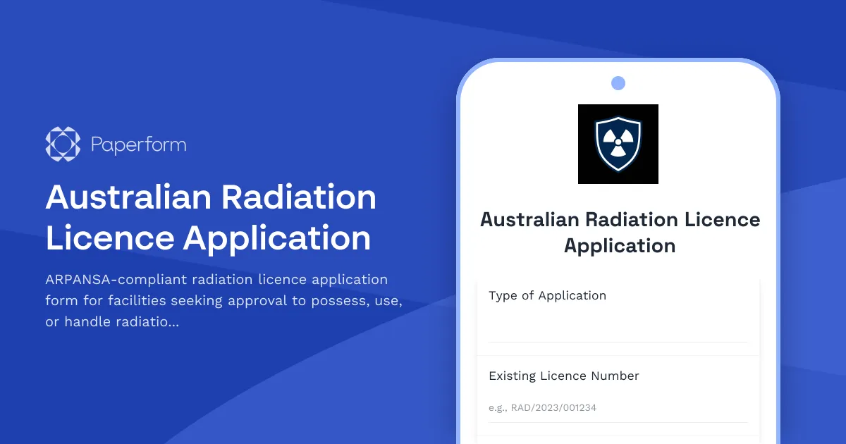 Australian Radiation Licence Application