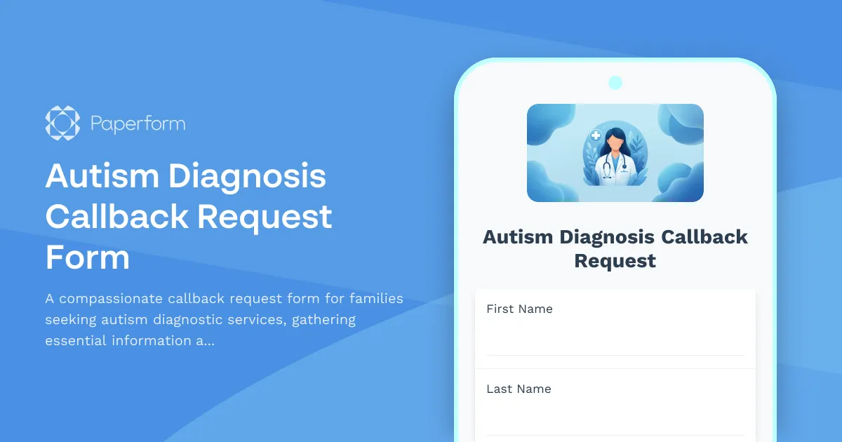Autism Diagnosis Callback Request Form