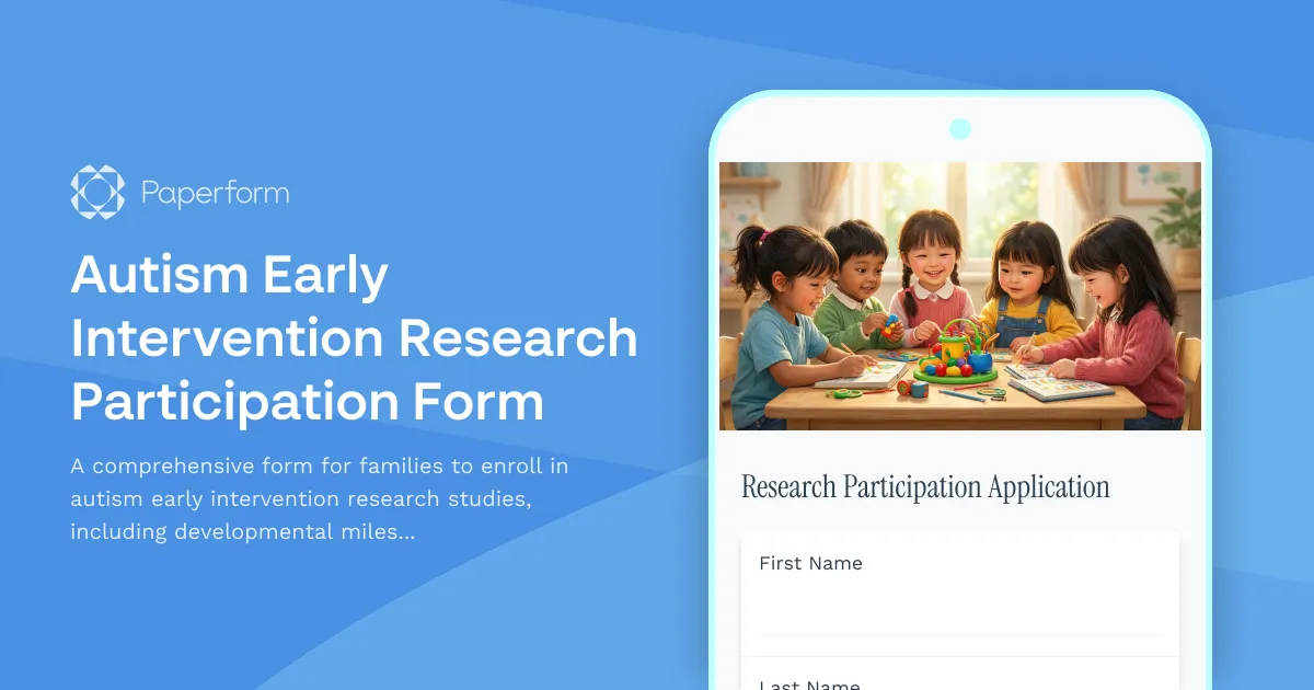 Autism Early Intervention Research Participation Form