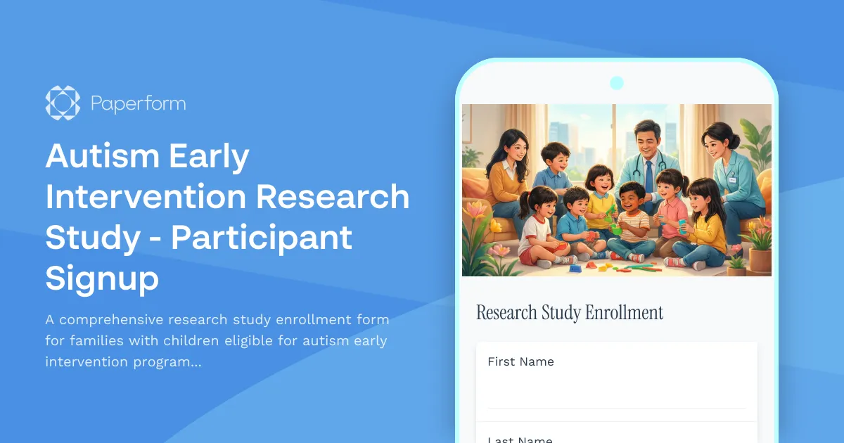 Autism Early Intervention Research Study - Participant Signup