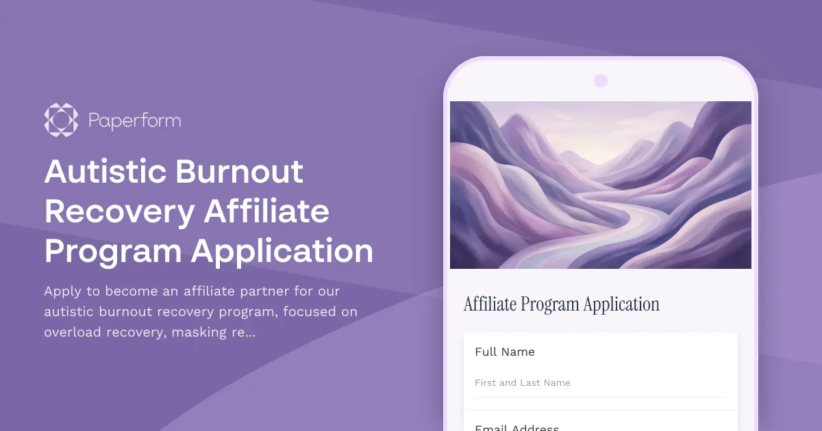 Autistic Burnout Recovery Affiliate Program Application