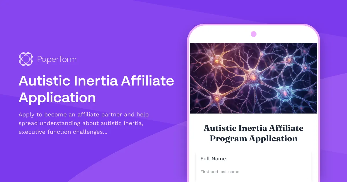 Autistic Inertia Affiliate Application