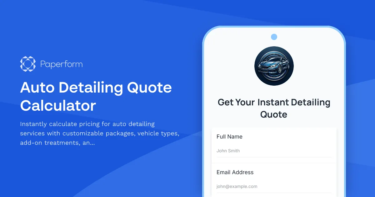 Auto Detailing Quote Calculator