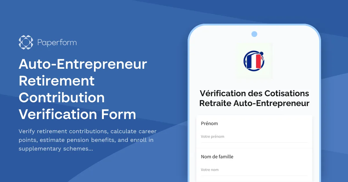 Auto-Entrepreneur Retirement Contribution Verification Form