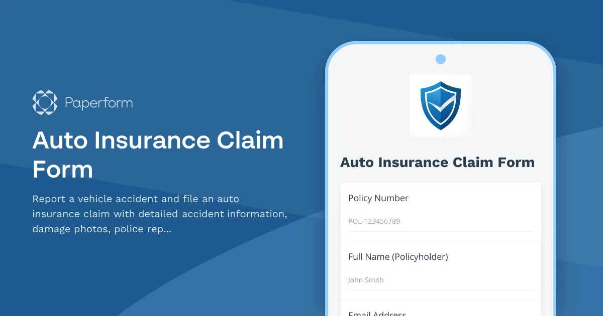 Auto Insurance Claim Form