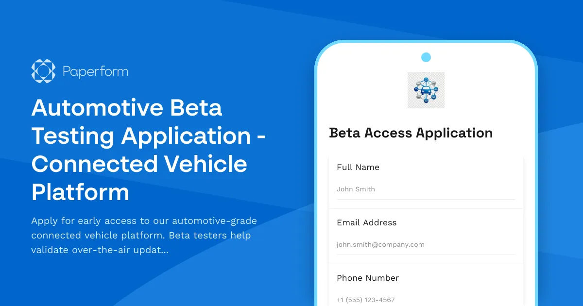Automotive Beta Testing Application - Connected Vehicle Platform