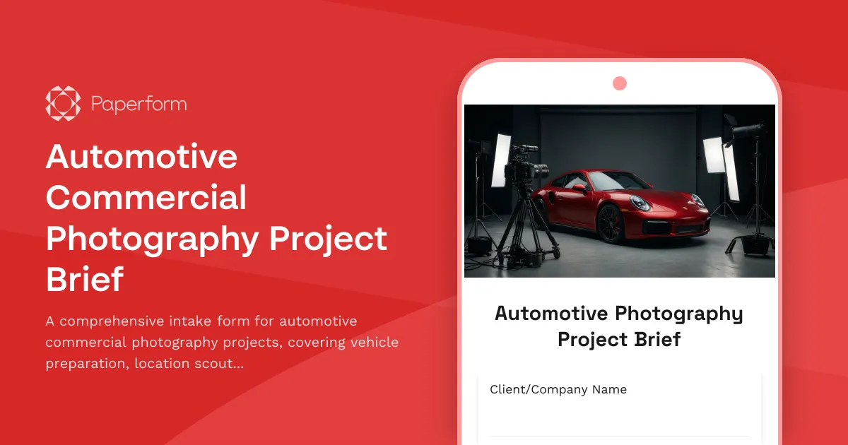 Automotive Commercial Photography Project Brief