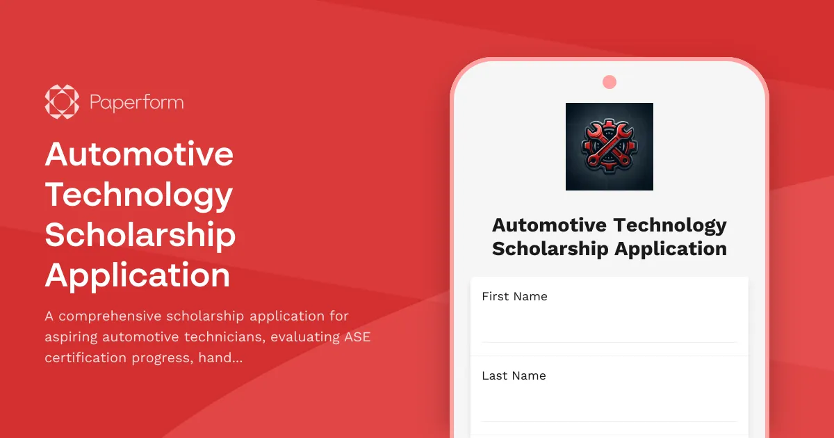 Automotive Technology Scholarship Application