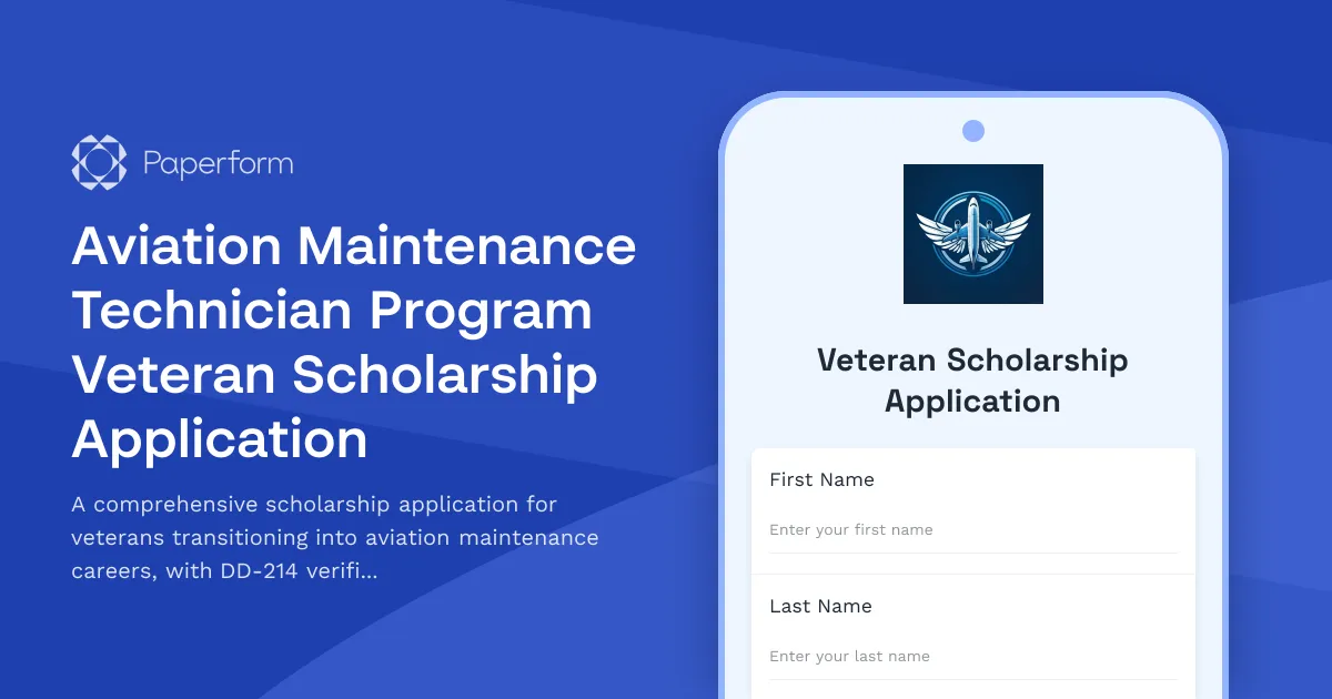 Aviation Maintenance Technician Program Veteran Scholarship Application