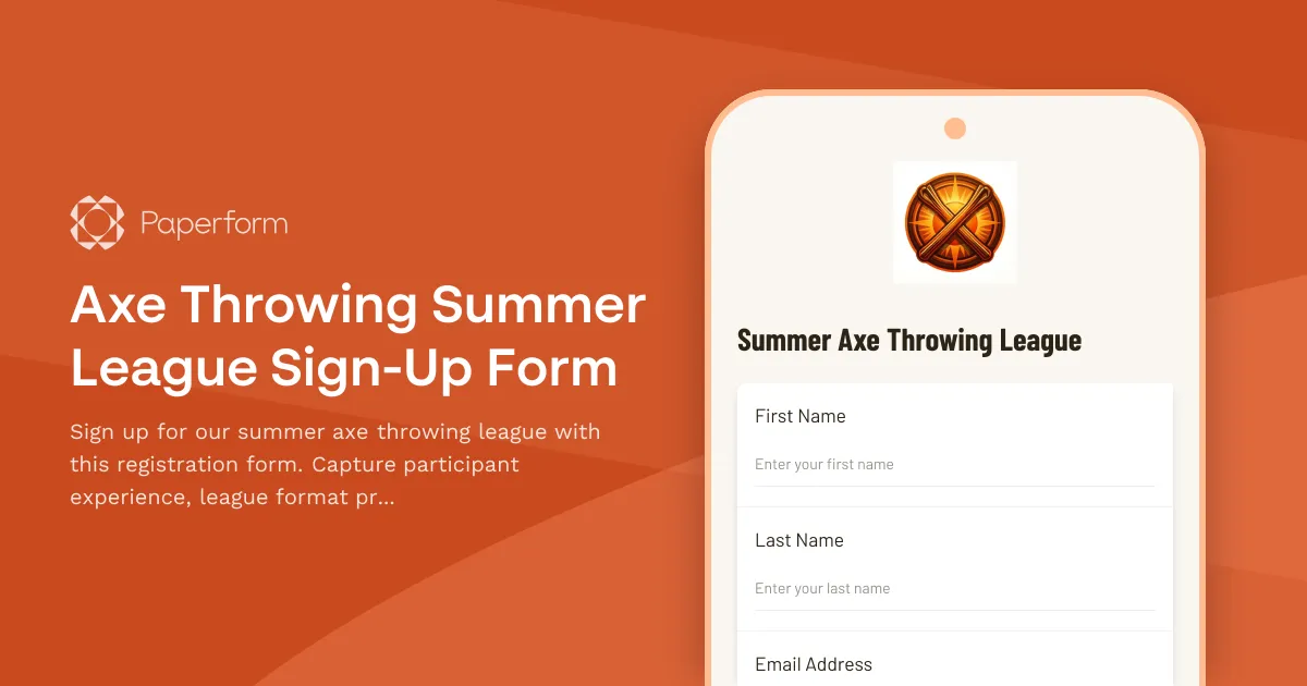 Axe Throwing Summer League Sign-Up Form