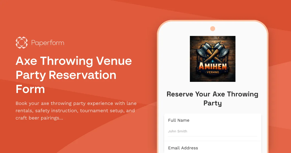 Axe Throwing Venue Party Reservation Form