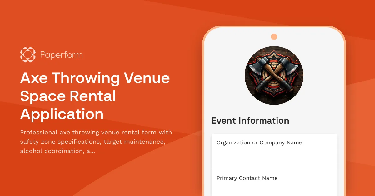 Axe Throwing Venue Space Rental Application