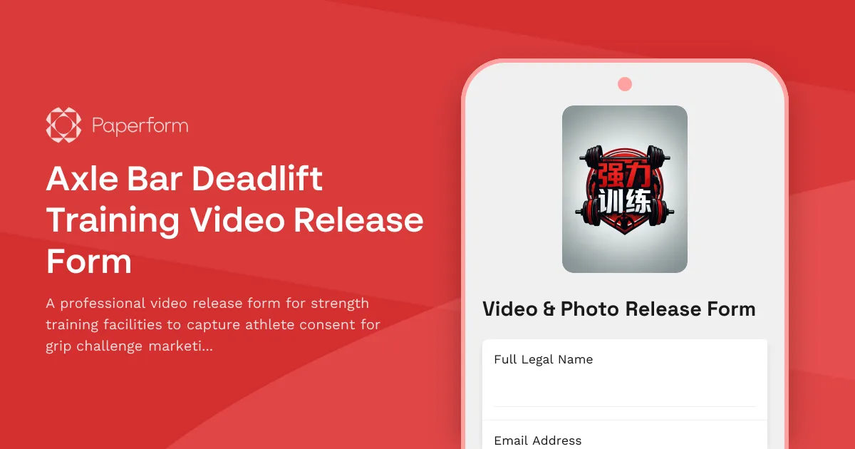 Axle Bar Deadlift Training Video Release Form