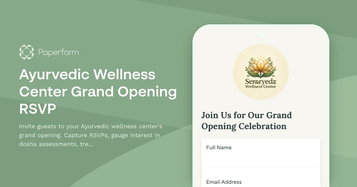 Ayurvedic Wellness Center Grand Opening RSVP