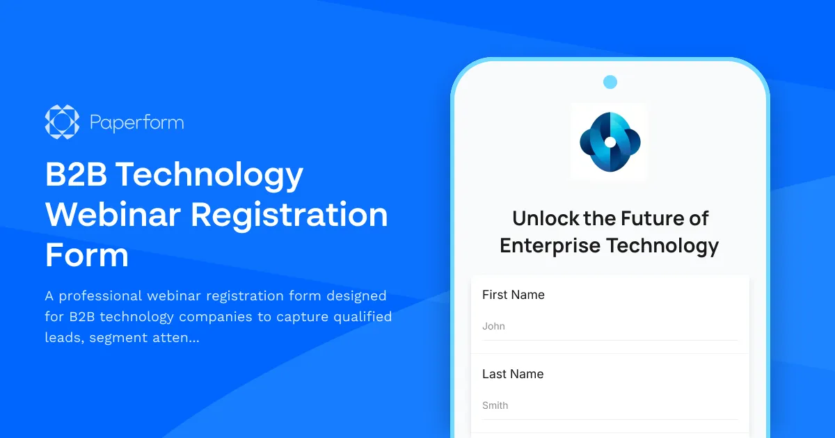 B2B Technology Webinar Registration Form