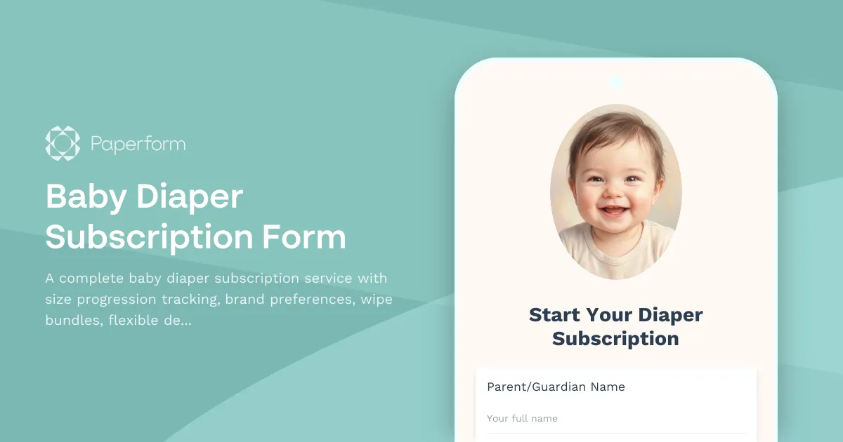 Baby Diaper Subscription Form