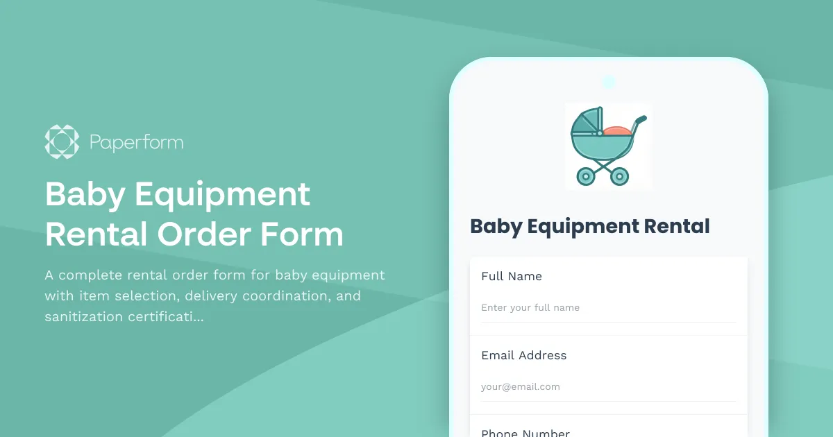 Baby Equipment Rental Order Form
