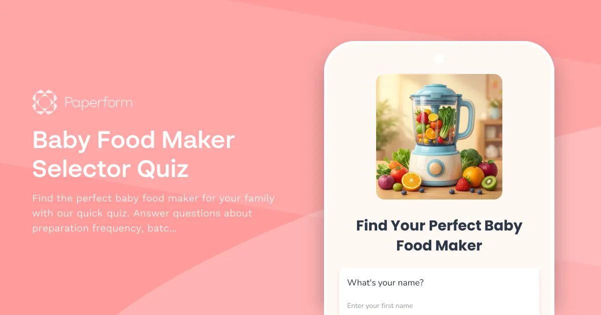 Baby Food Maker Selector Quiz