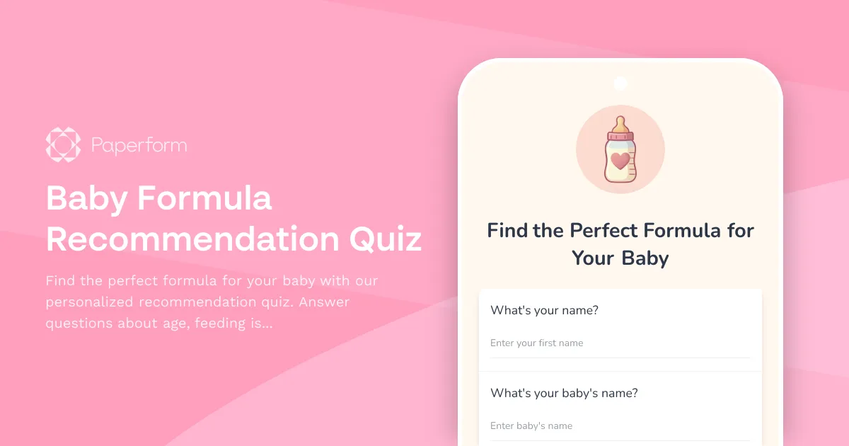 Baby Formula Recommendation Quiz