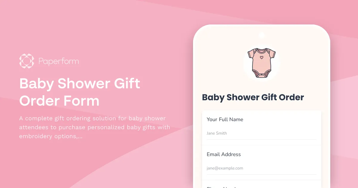 Baby Shower Gift Order Form
