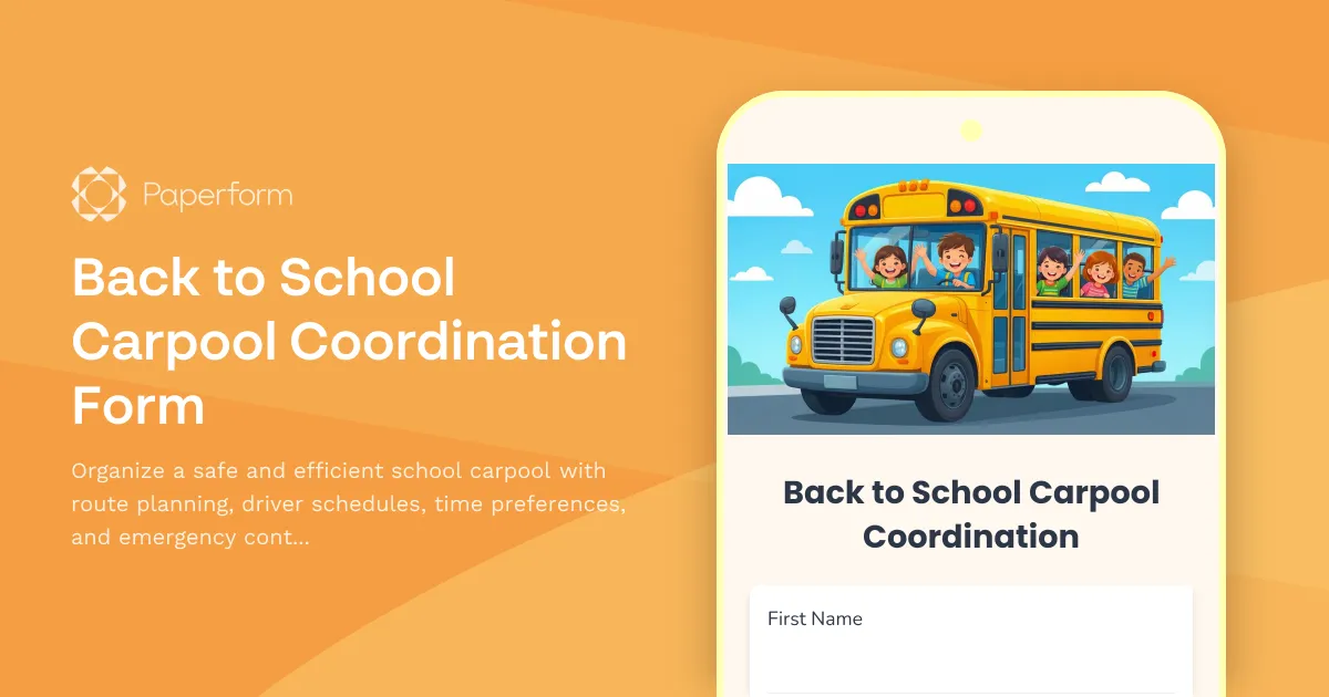 Back to School Carpool Coordination Form
