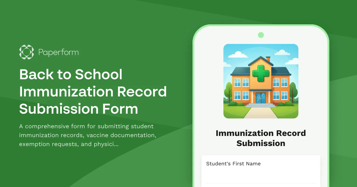 Back to School Immunization Record Submission Form