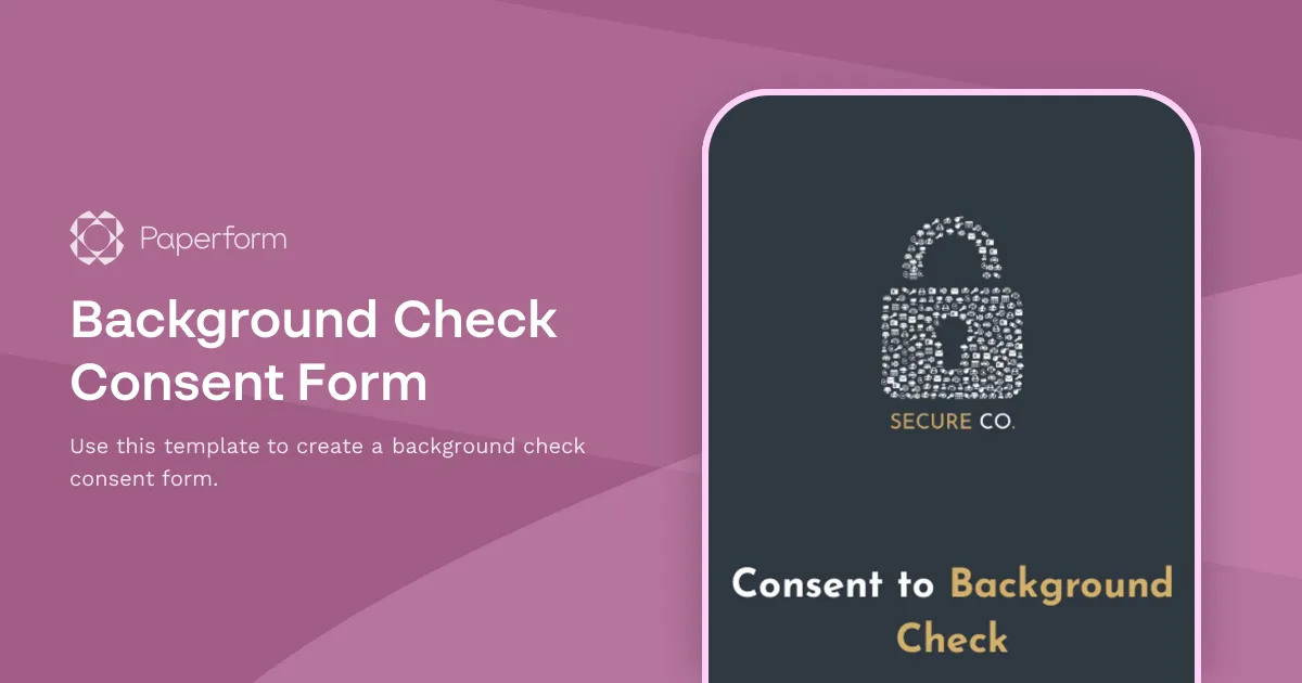 Background Check Consent Form