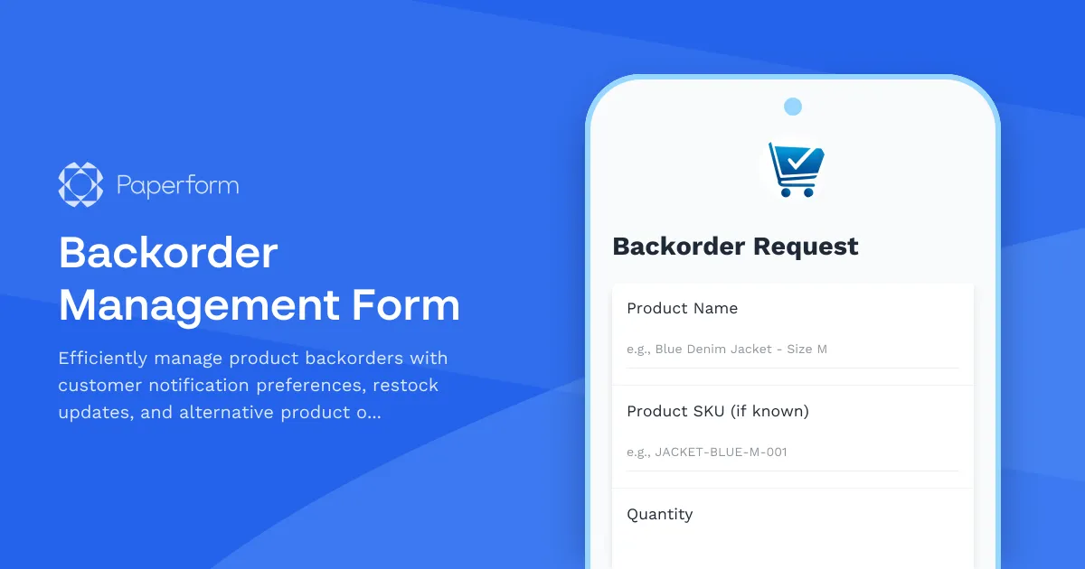 Backorder Management Form