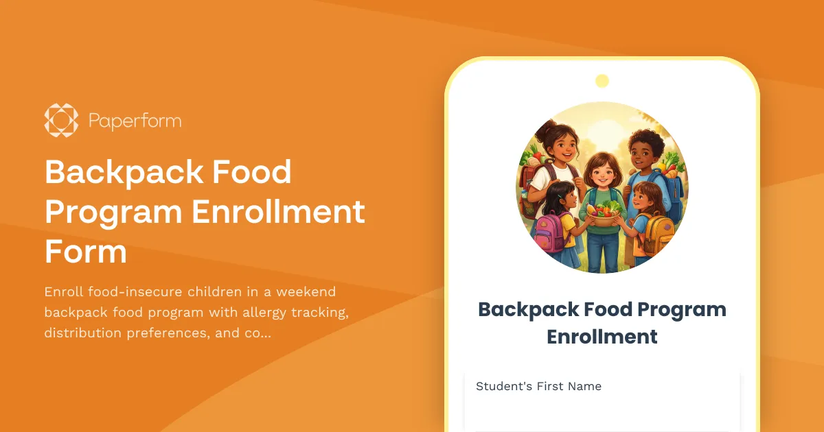 Backpack Food Program Enrollment Form