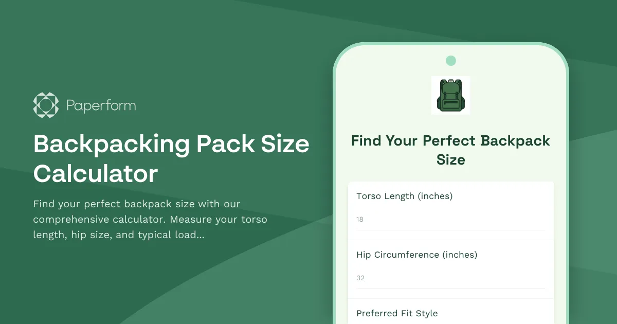 Backpacking Pack Size Calculator