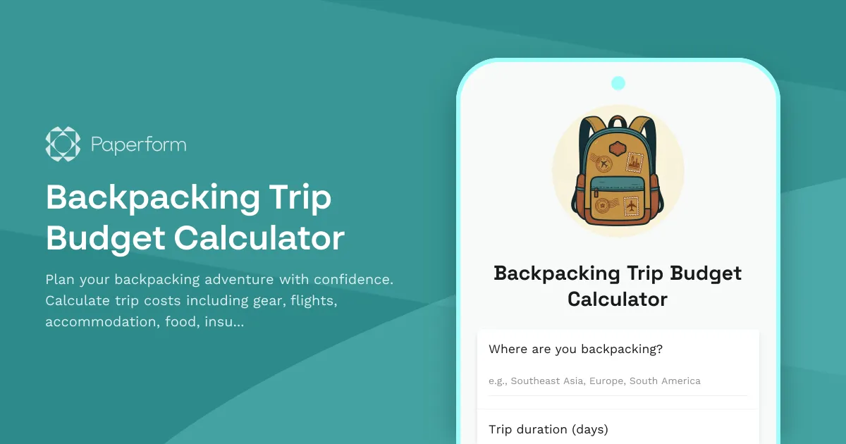 Backpacking Trip Budget Calculator