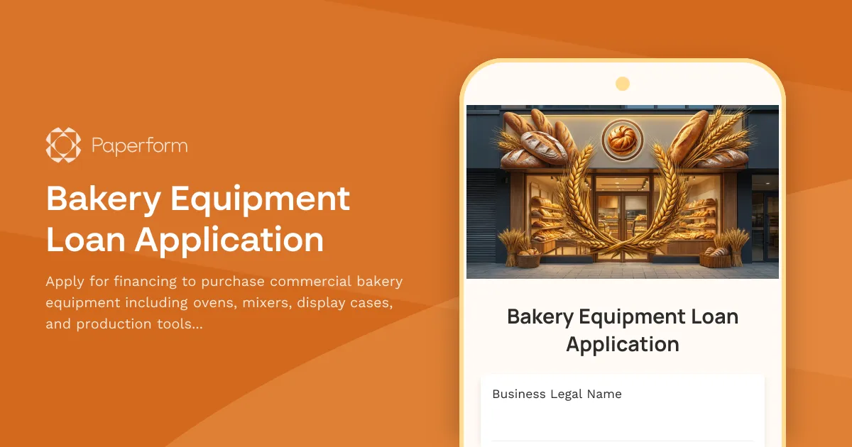 Bakery Equipment Loan Application