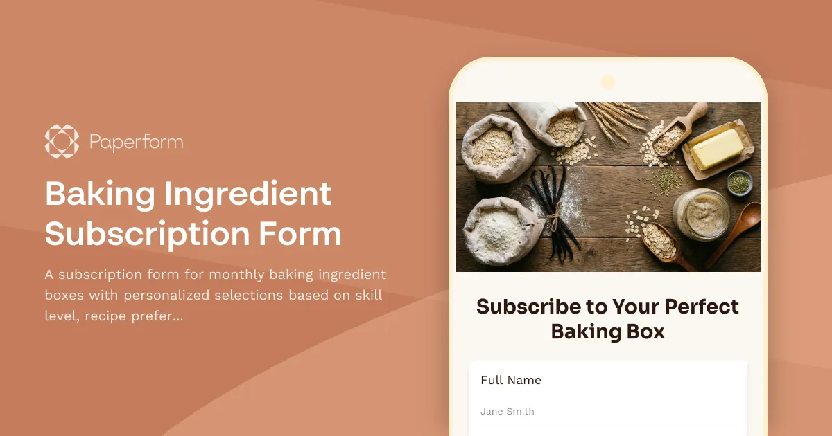 Baking Ingredient Subscription Form