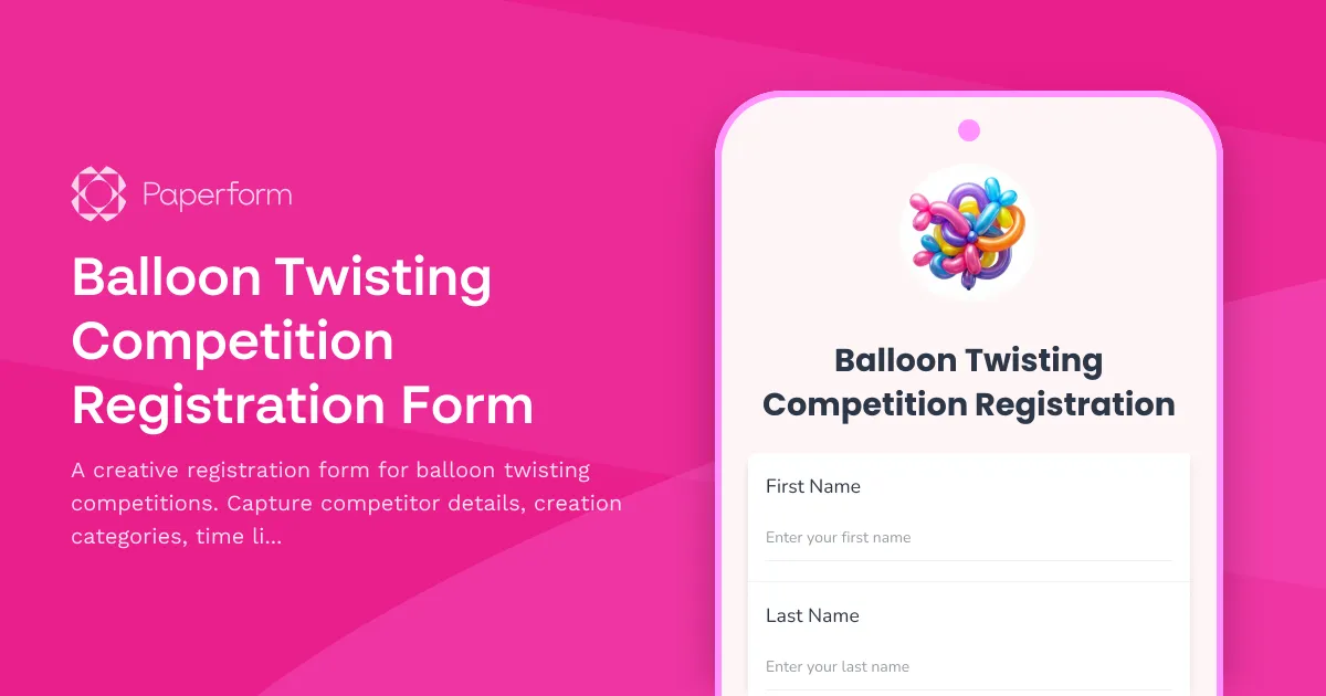 Balloon Twisting Competition Registration Form