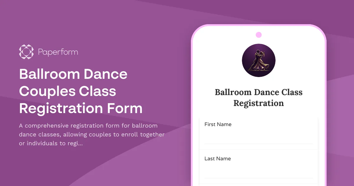 Ballroom Dance Couples Class Registration Form