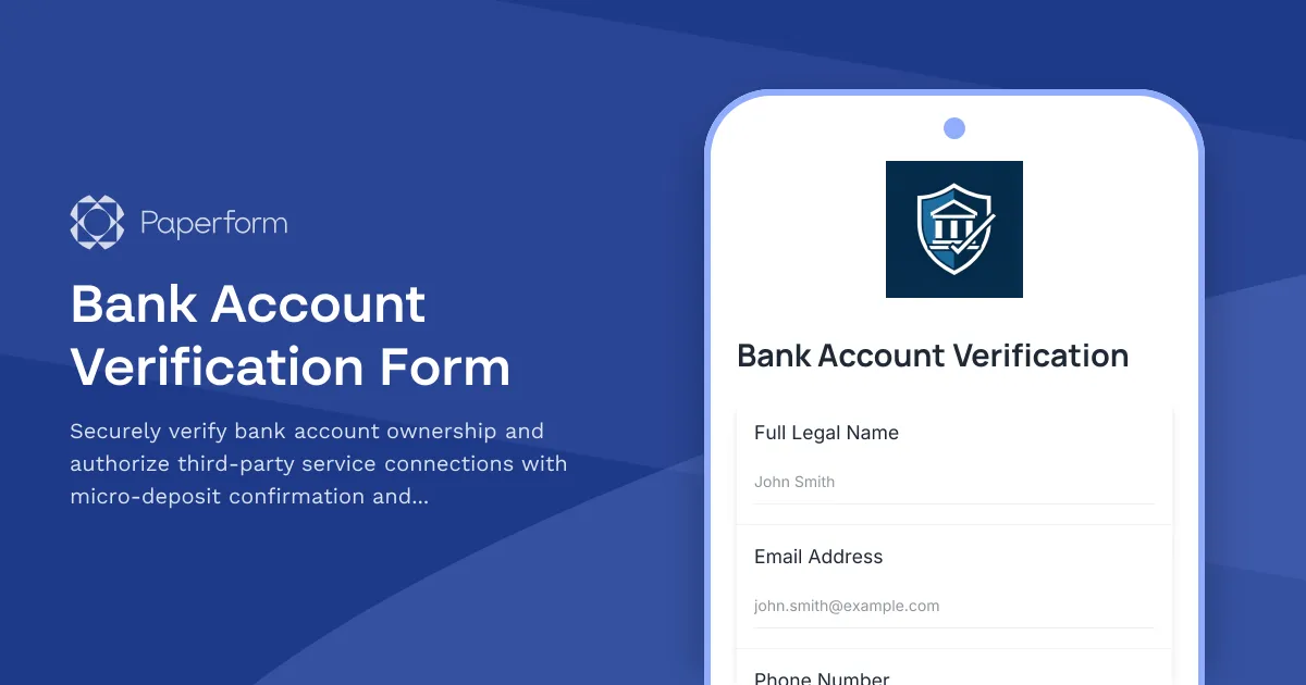 Bank Account Verification Form