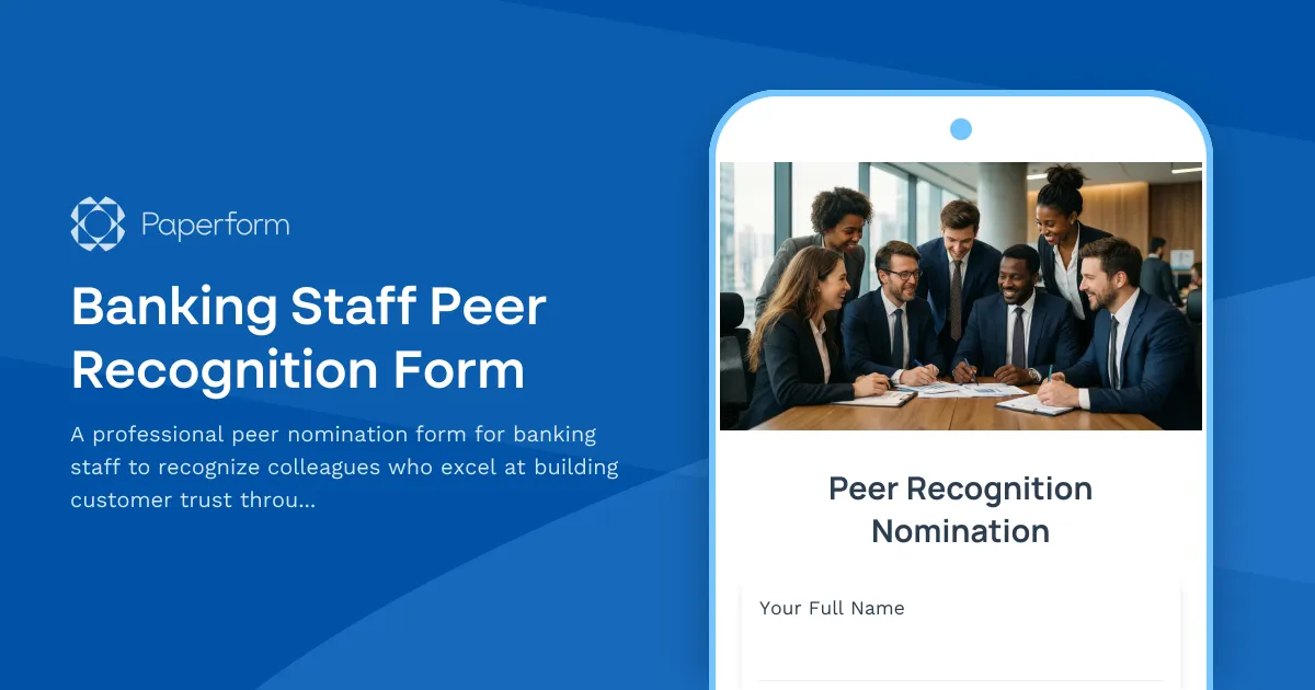 Banking Staff Peer Recognition Form