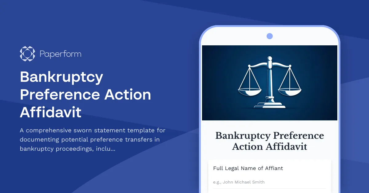 Bankruptcy Preference Action Affidavit