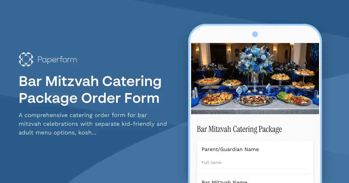 Bar Mitzvah Catering Package Order Form