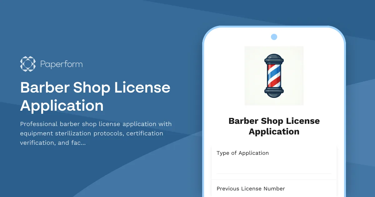 Barber Shop License Application