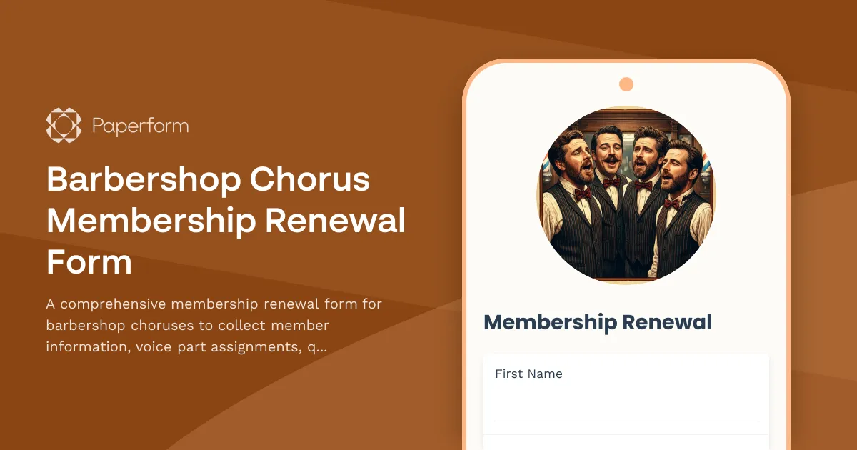 Barbershop Chorus Membership Renewal Form