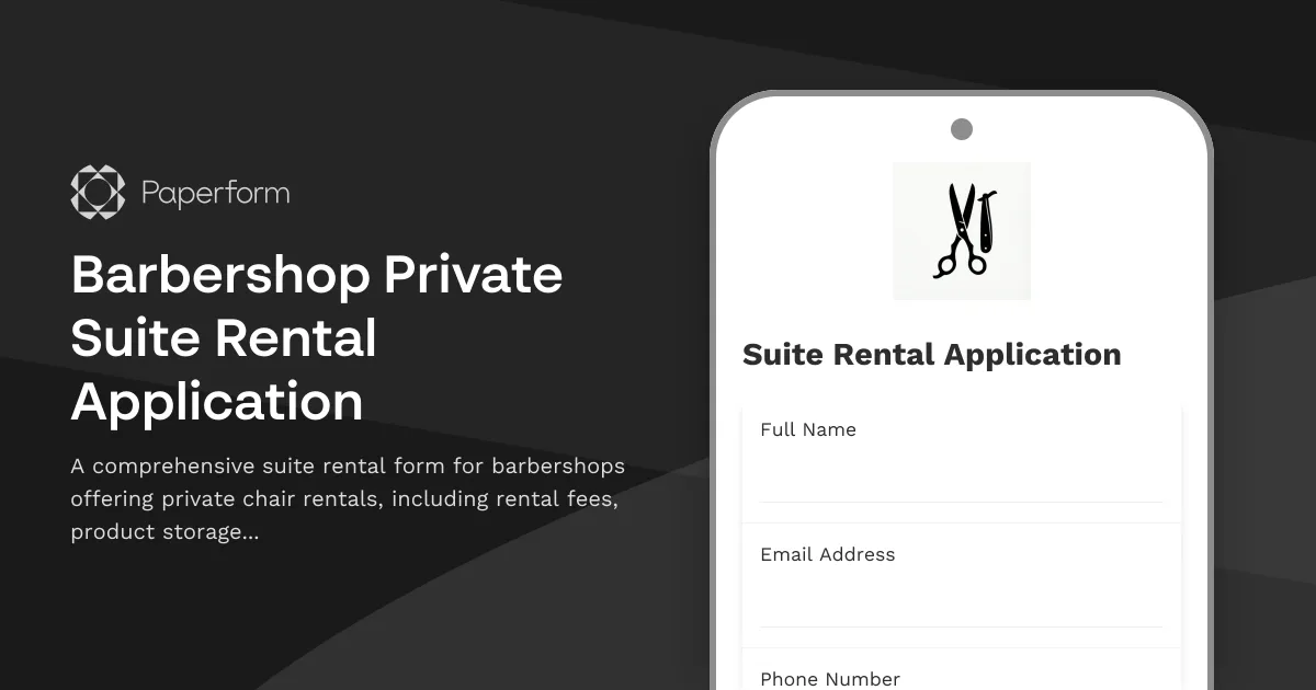 Barbershop Private Suite Rental Application
