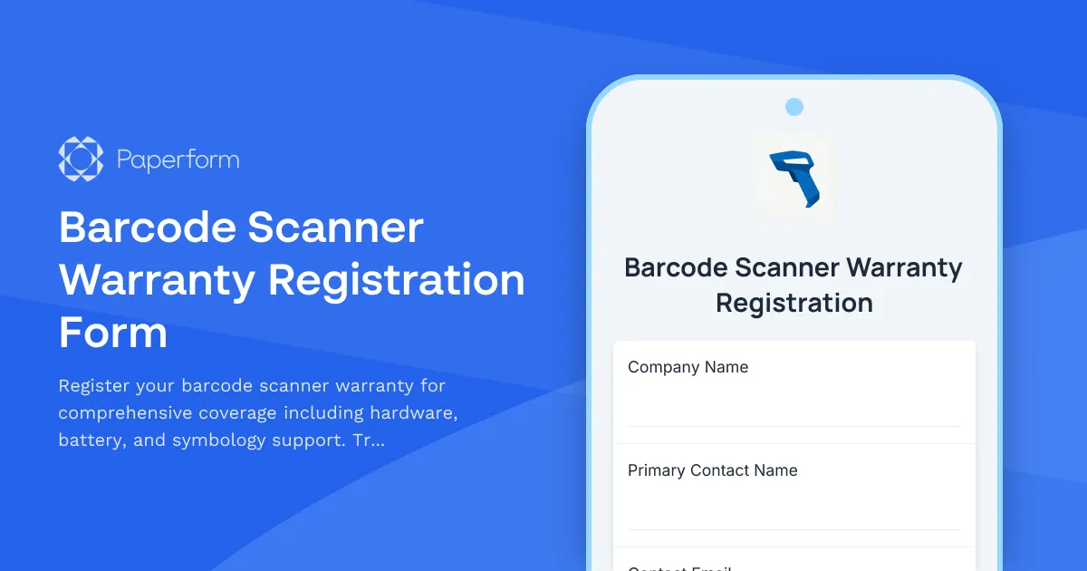 Barcode Scanner Warranty Registration Form