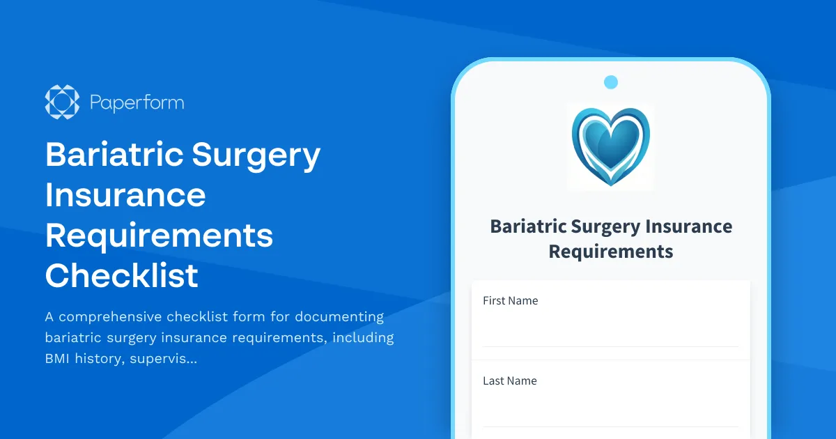 Bariatric Surgery Insurance Requirements Checklist