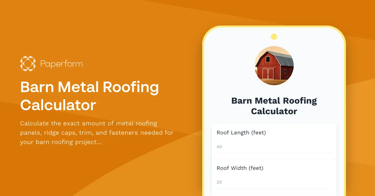 Barn Metal Roofing Calculator