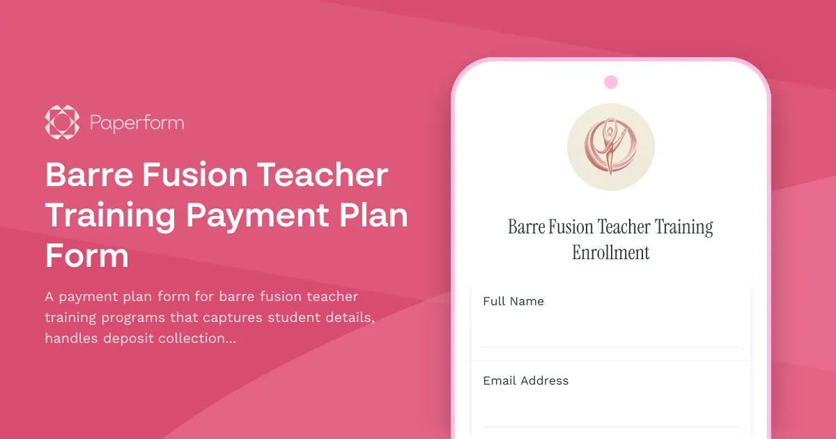 Barre Fusion Teacher Training Payment Plan Form