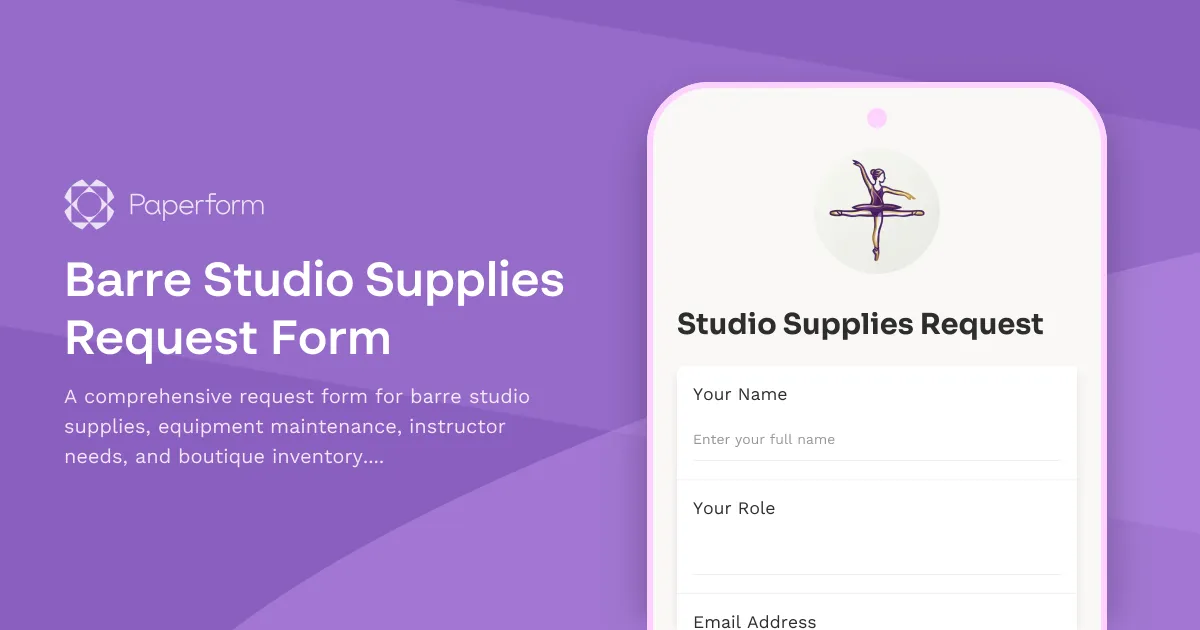 Barre Studio Supplies Request Form
