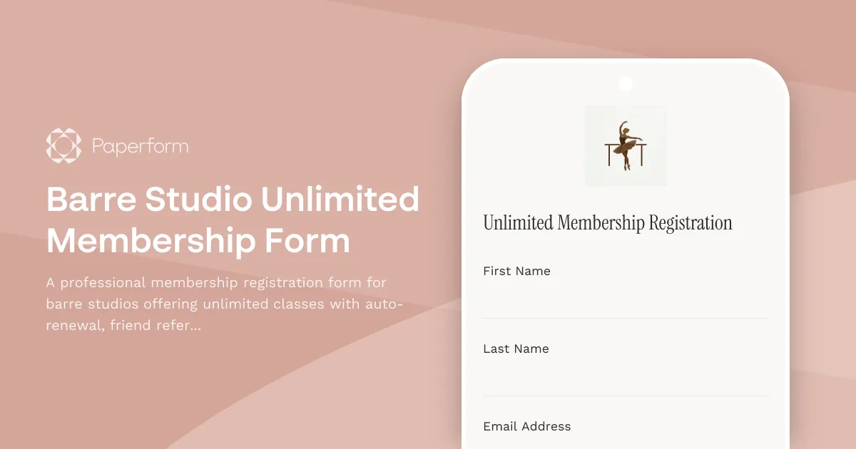 Barre Studio Unlimited Membership Form